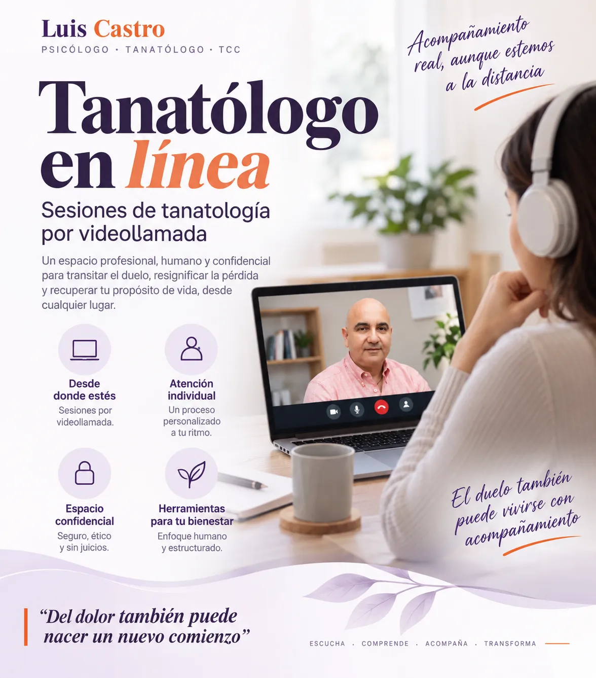 Tanatólogo en línea: sesiones de tanatología por videollamada