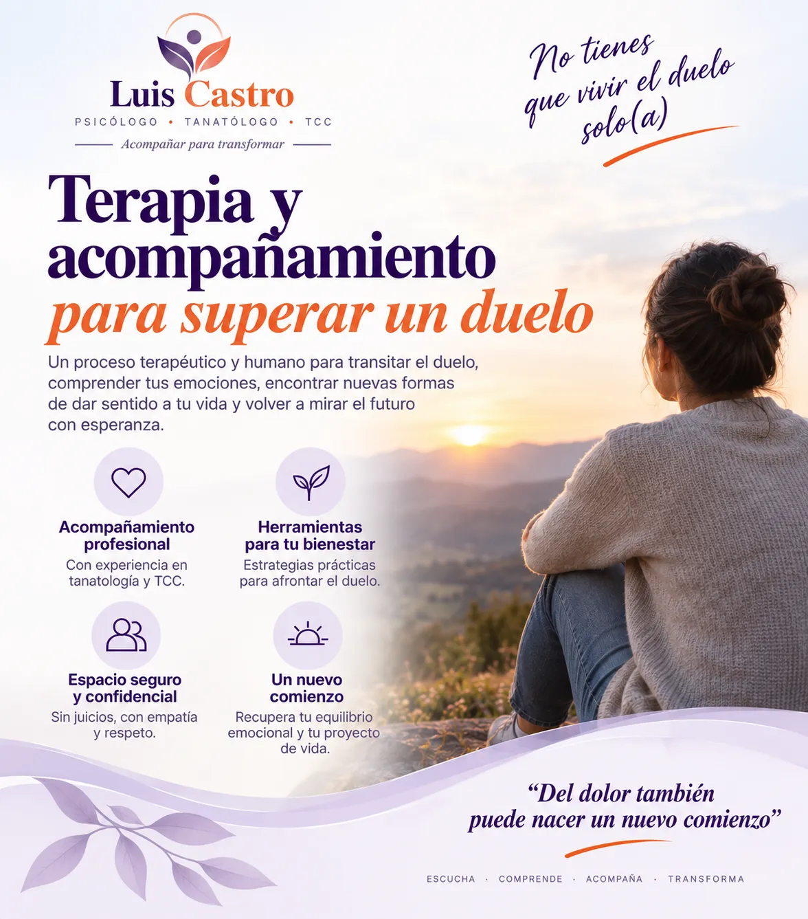 Terapia y acompañamiento para superar un duelo