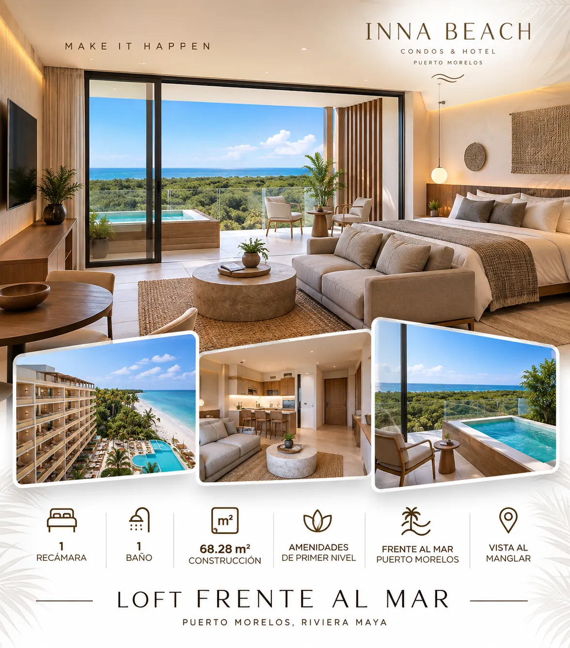 Loft en Puerto Morelos frente al mar — INNA Beach 305