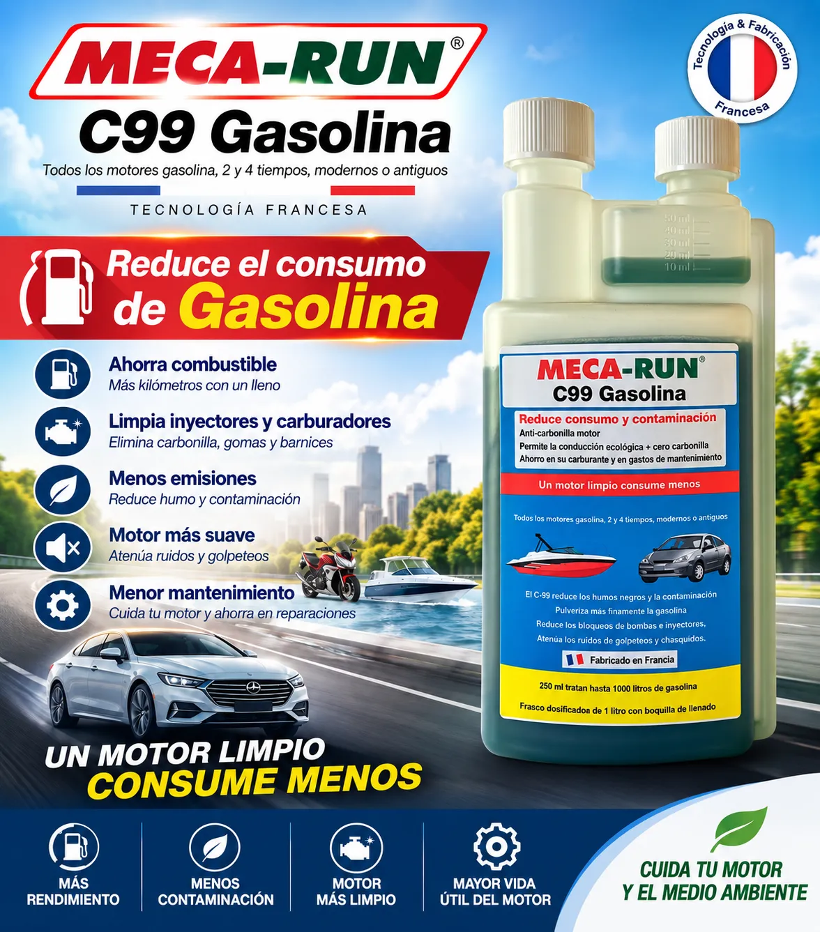 C-99 Gasolina: aditivo para ahorrar combustible y limpiar inyectores