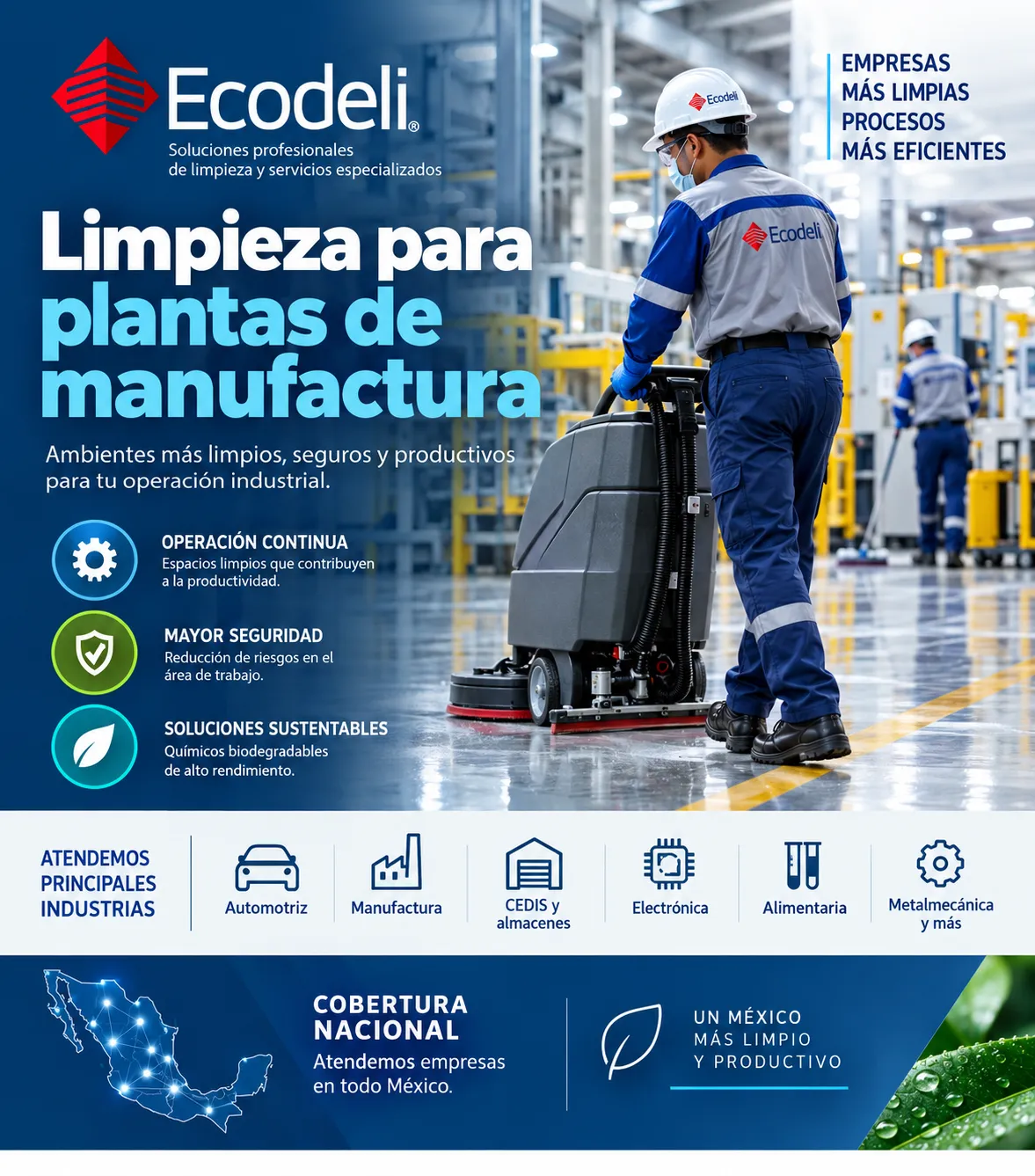 Servicio de limpieza para plantas de manufactura