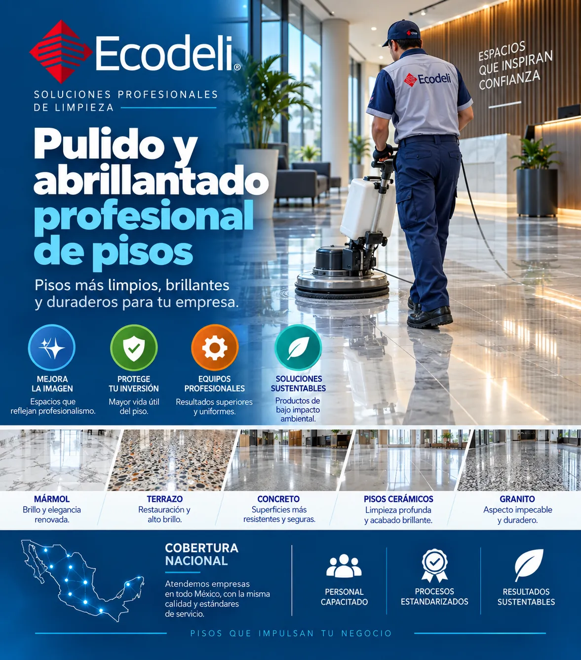 Pulido y abrillantado profesional de pisos
