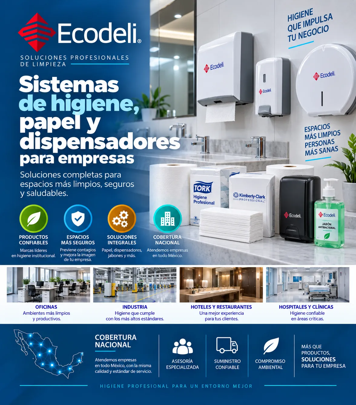 Sistemas de higiene, papel y dispensadores para empresas