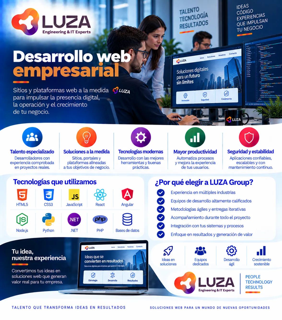 Desarrollo web empresarial con LUZA Group
