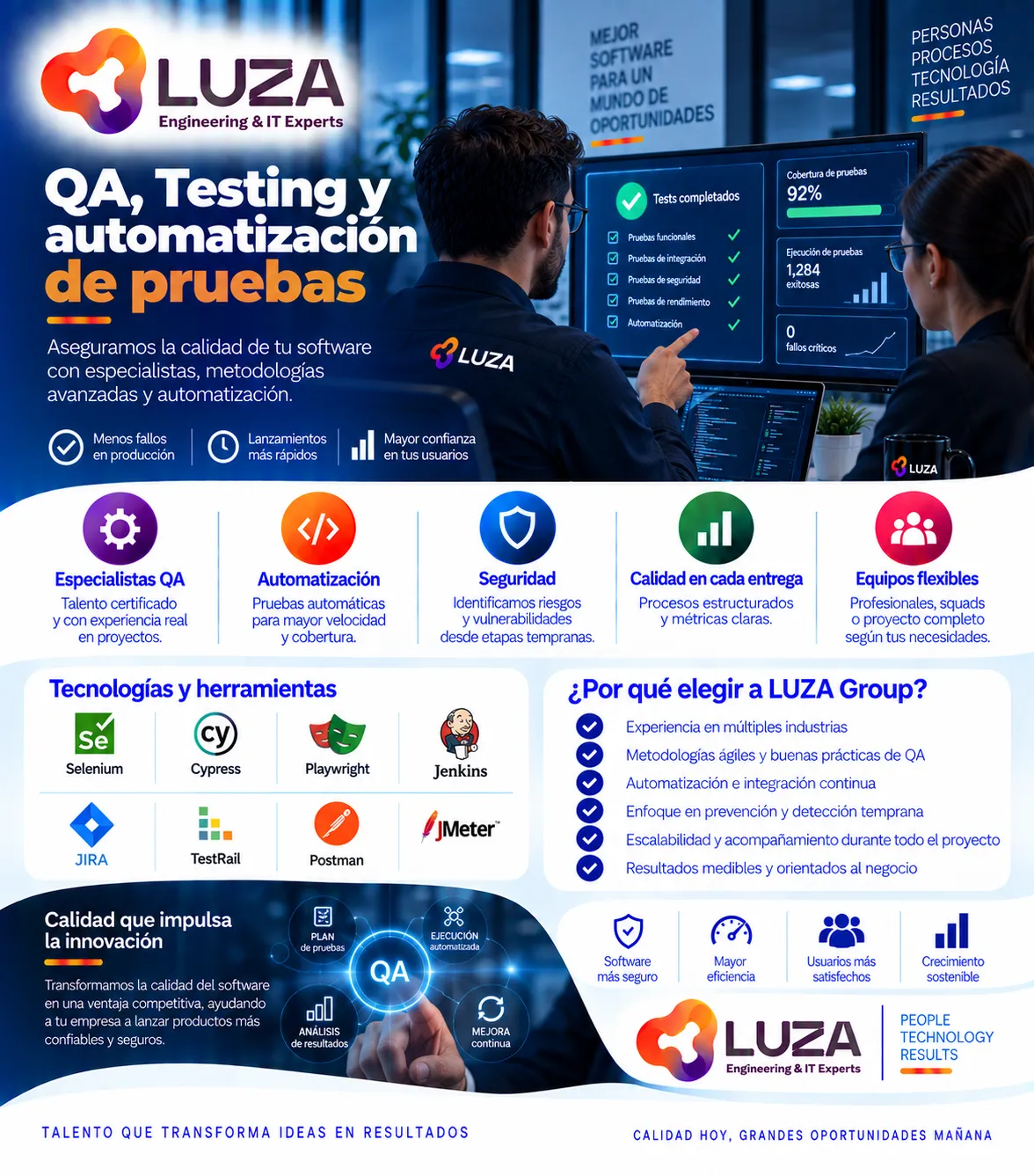 QA, Testing y automatización de pruebas con LUZA Group