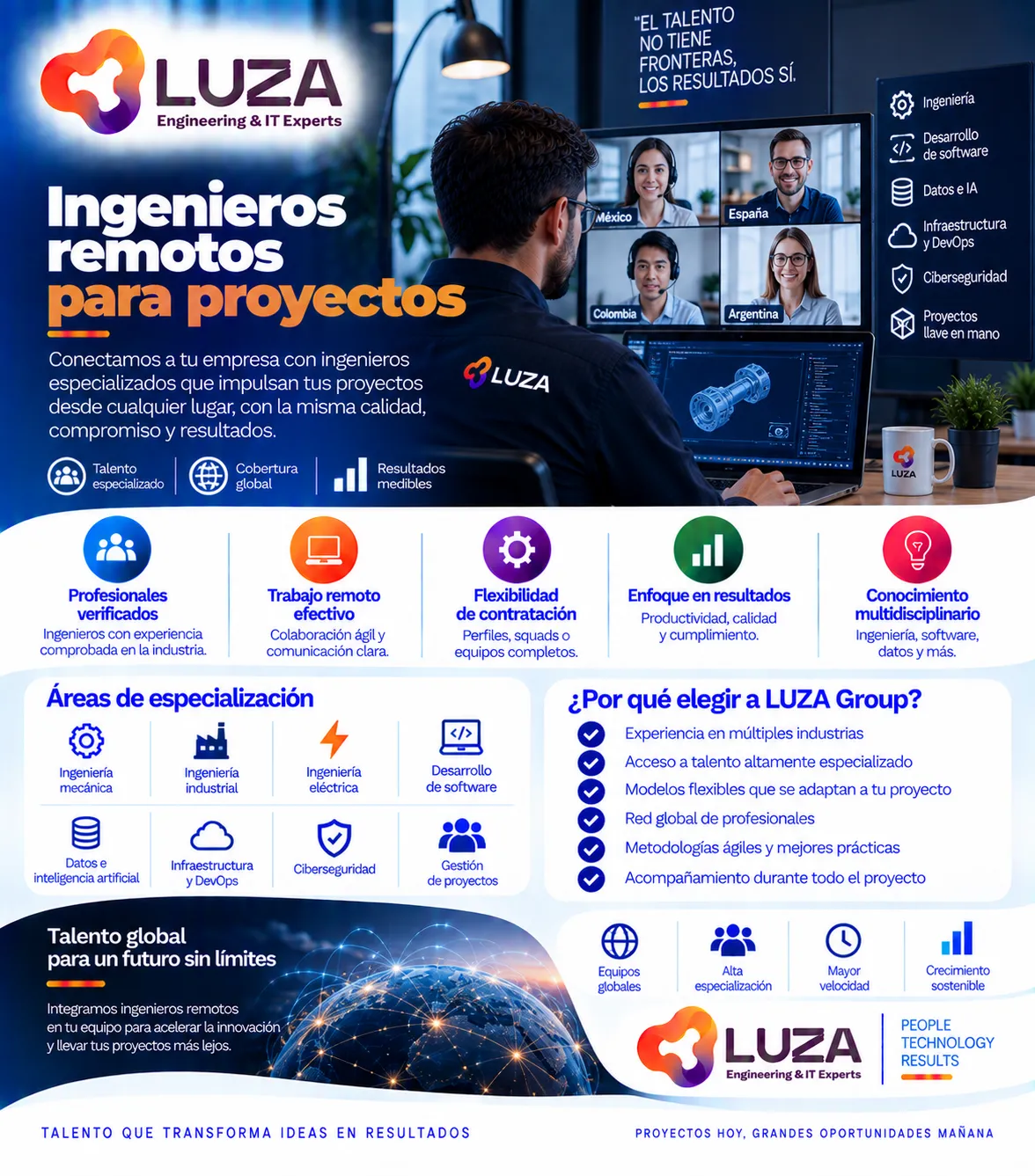 Ingenieros remotos para proyectos con LUZA Group
