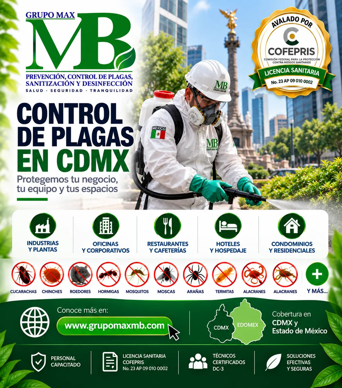 Control de Plagas en CDMX por GRUPO MAX MB