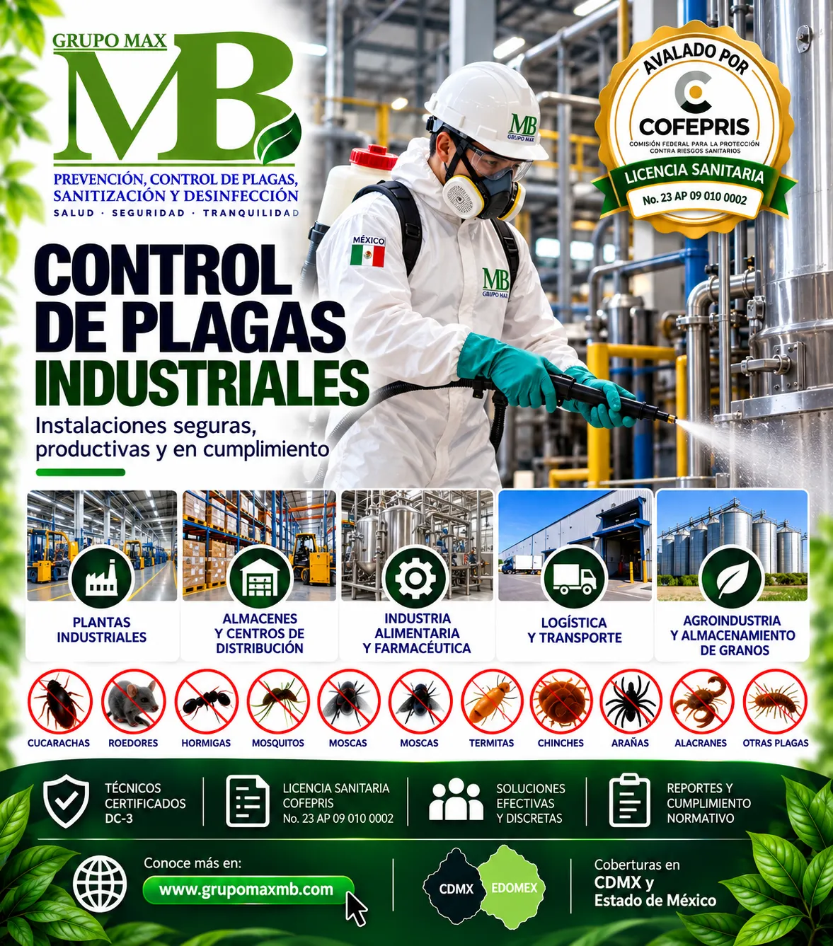 Control de Plagas Industriales por GRUPO MAX MB