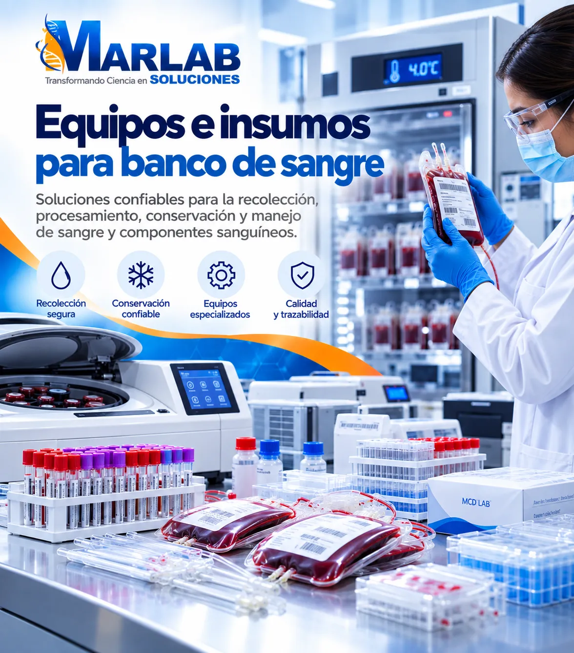 Equipos e insumos para banco de sangre y componentes sanguíneos