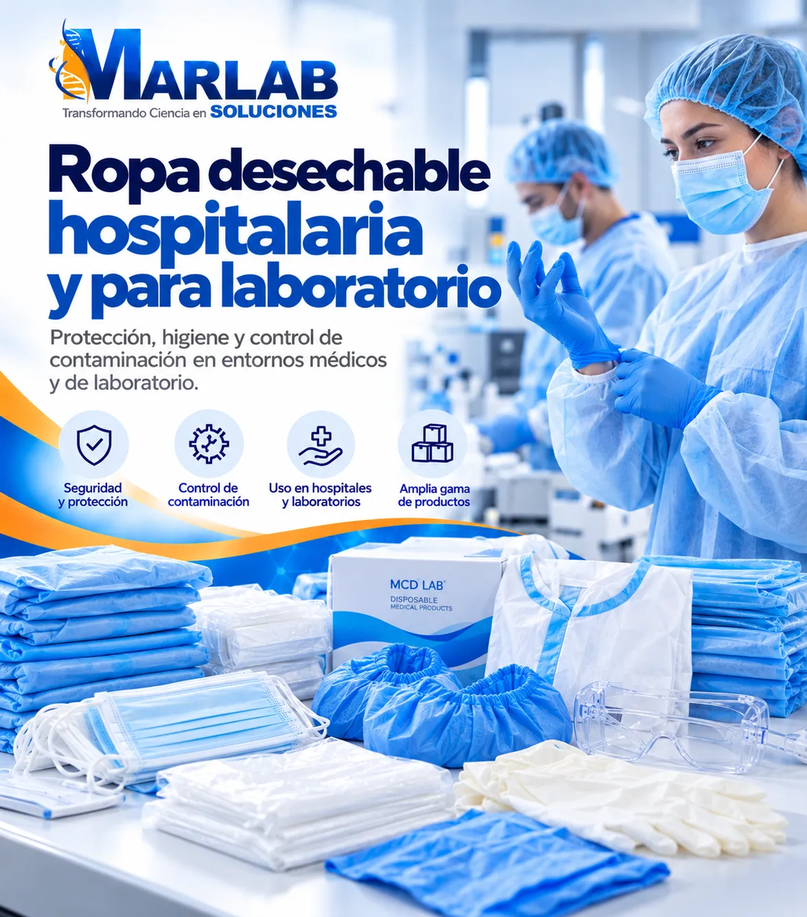 Ropa desechable hospitalaria y para laboratorio
