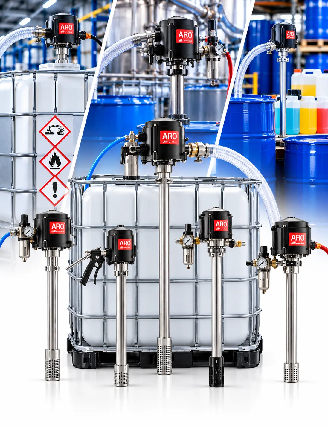 Bombas neumáticas para IBC y trasvase de productos químicos ARO