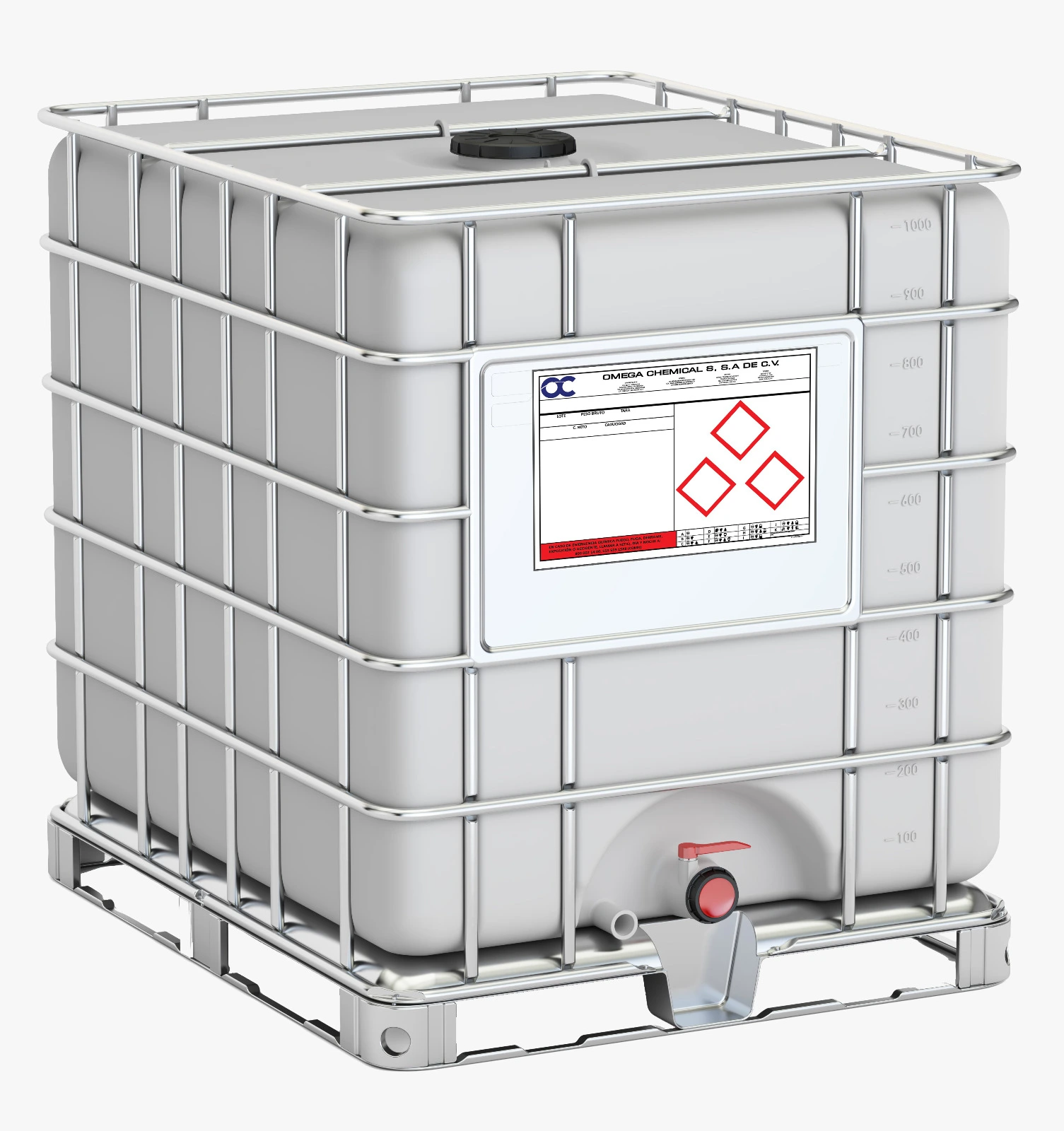 Bin de 1,000 litros de ácido nítrico al 60%