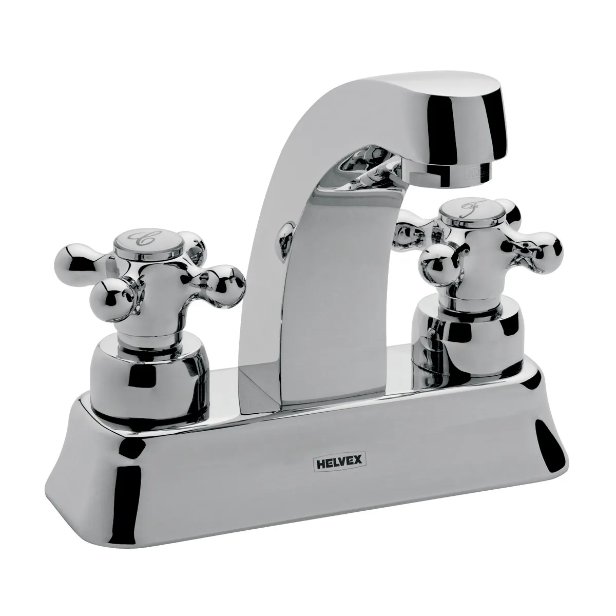 vista frontal Mezcladora de lavabo 4″ con contra de rejilla Acaya