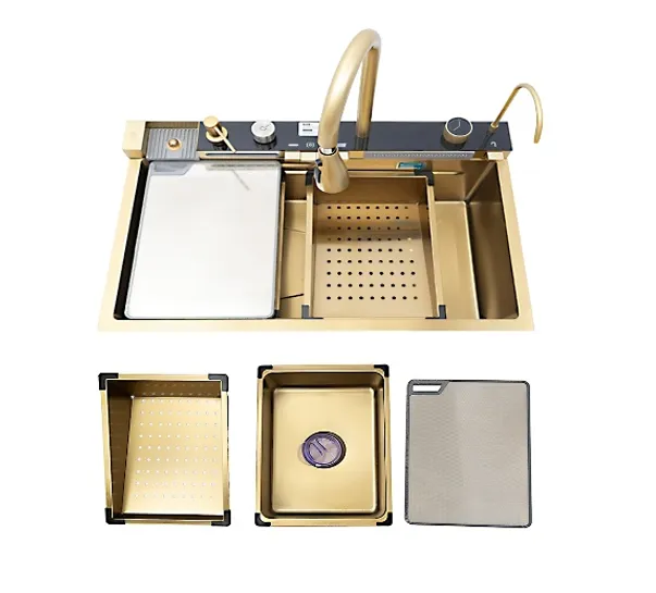 Fregadero Multifuncional Doble Cascada Modelo KENDRA vista frontal 