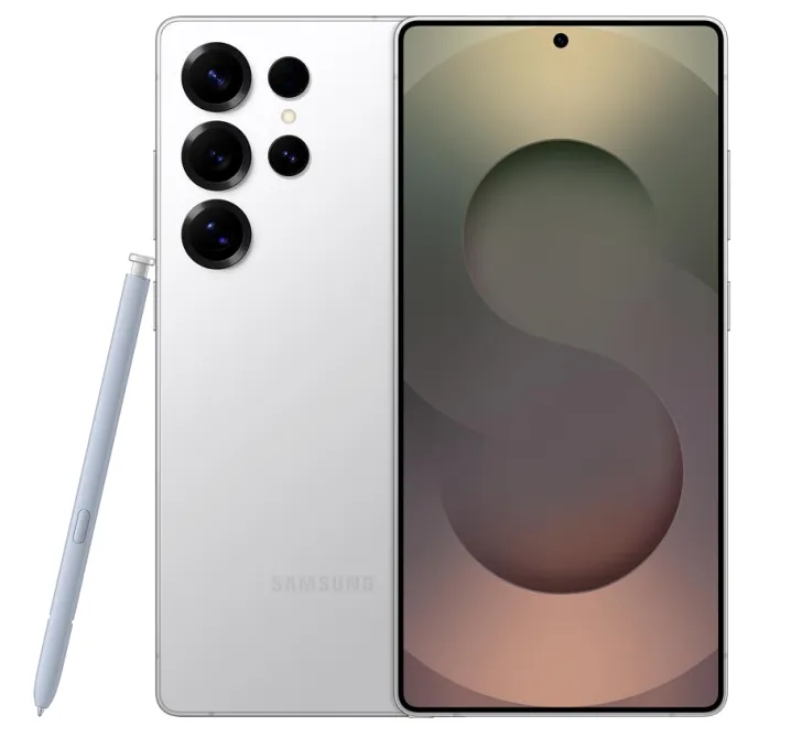 Samsung S25 Ultra SM-S938B 12+256GB en blanco plata vista frontal y trasera