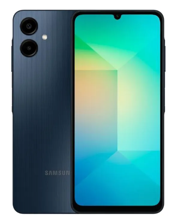 Samsung Galaxy A06 64GB negro vista frontal y posterior