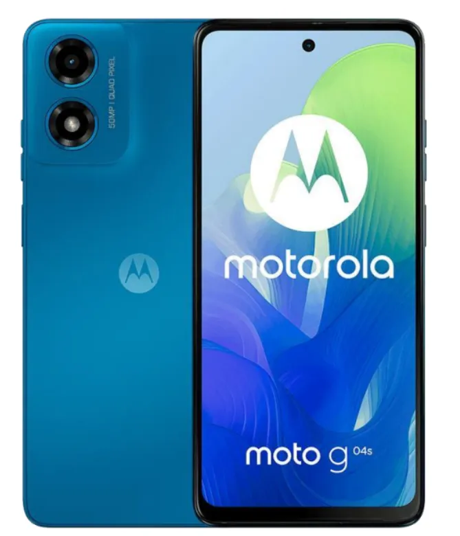 MOTOROLA XT2421-7 G04s 4+64GB Azul RP LATIN vista frontal y posterior