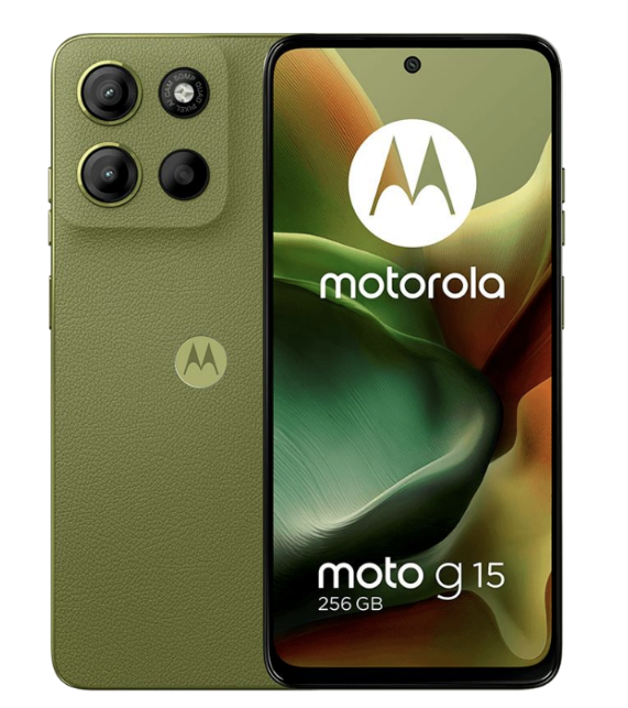 MOTOROLA G15 4+256GB Verde Dual SIM vist frontal y posterior