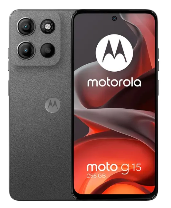 Motorola G15 4+128GB DS Gris vista frontal y posterior