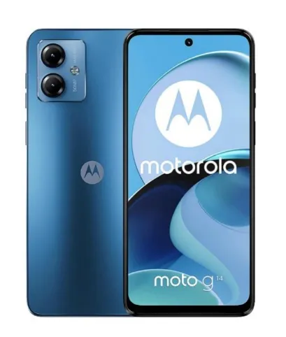 Motorola G14 XT2341-2 4+128GB Azul MX vista frontal y posterior