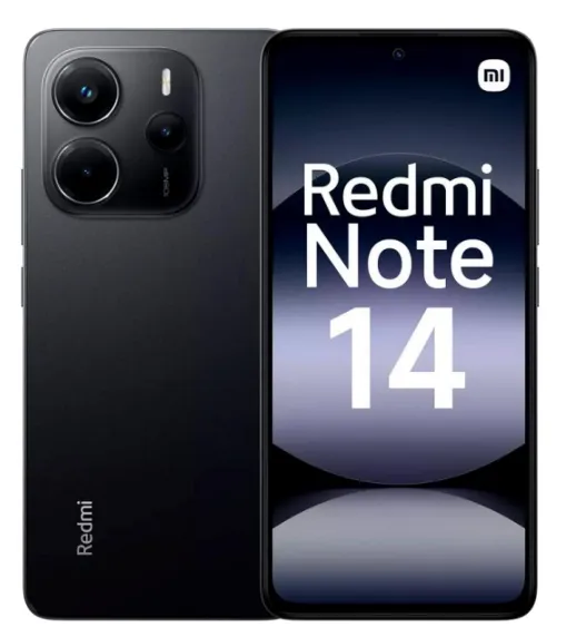 Xiaomi Redmi Note 14 6+128GB DS Negro vista frontal y posterior