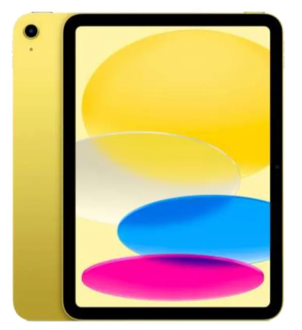 Apple iPad 10th Generation 64GB WiFi Color amarillo vista frontal y parte de la posterior