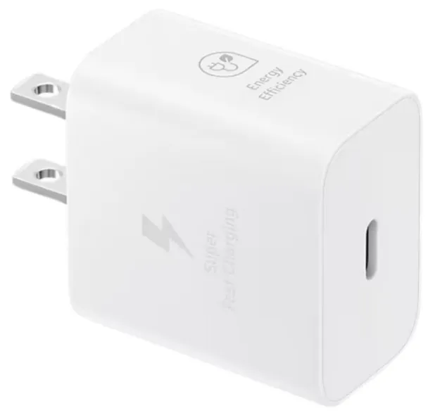 Samsung Adaptador Original 45W PD Tipo C Sin Cable color blanco vista lateral