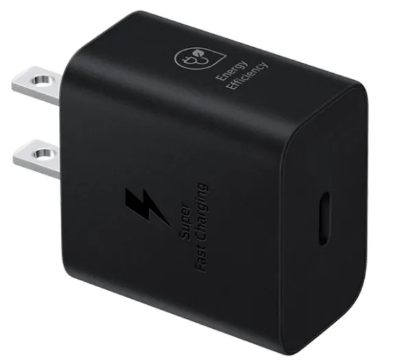 Samsung Adaptador Original 25W PD Tipo C Sin Cable Negro vista lateral