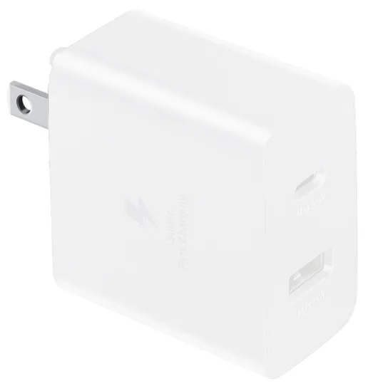 SAMSUNG ADAPTADOR ORIGINAL 35W USB + TIPO C S/C color blanco vista lateral