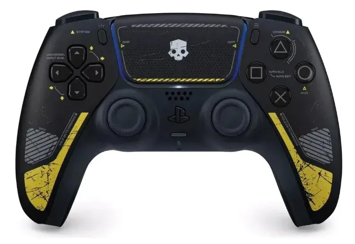 PS5 Control Dual Sense Helldivers en color negro con detalles en color amarillo vista superior