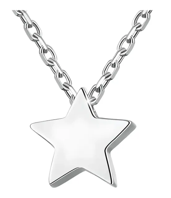 Dije Estrella Collar Acero Inoxidable Plata vista de frente