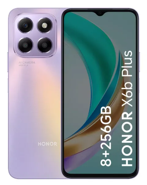 HONOR X6B Plus 8+256GB DS Purple LATIN vista frontal y posterior