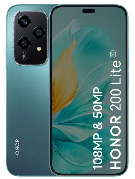HONOR 200 Lite 8+256GB Cyan Lake Latin vista frontal y posterior