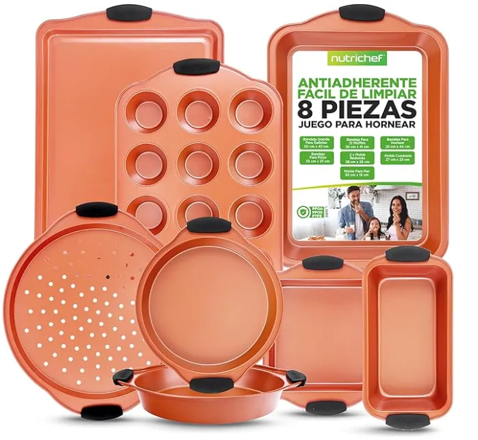 Set Profesional de Moldes para Hornear Nutrichef 8 Piezas vista frontal