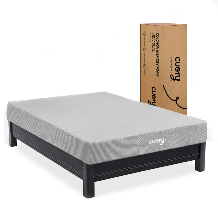 Colchón Individual Memory Foam Ortopédico Se muestra el colchón y caja del empaque