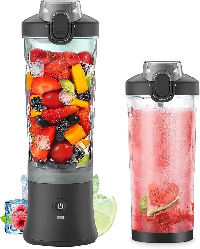 Taza Batidora Eléctrica 600ml con 6 Cuchillas vista frontal 