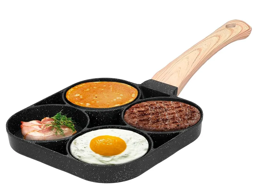 Sartén de Aluminio Antiadherente con 4 Hoyos para Preparación Rápida